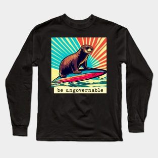 be ungovernable surfing otter 841 [white background] Long Sleeve T-Shirt